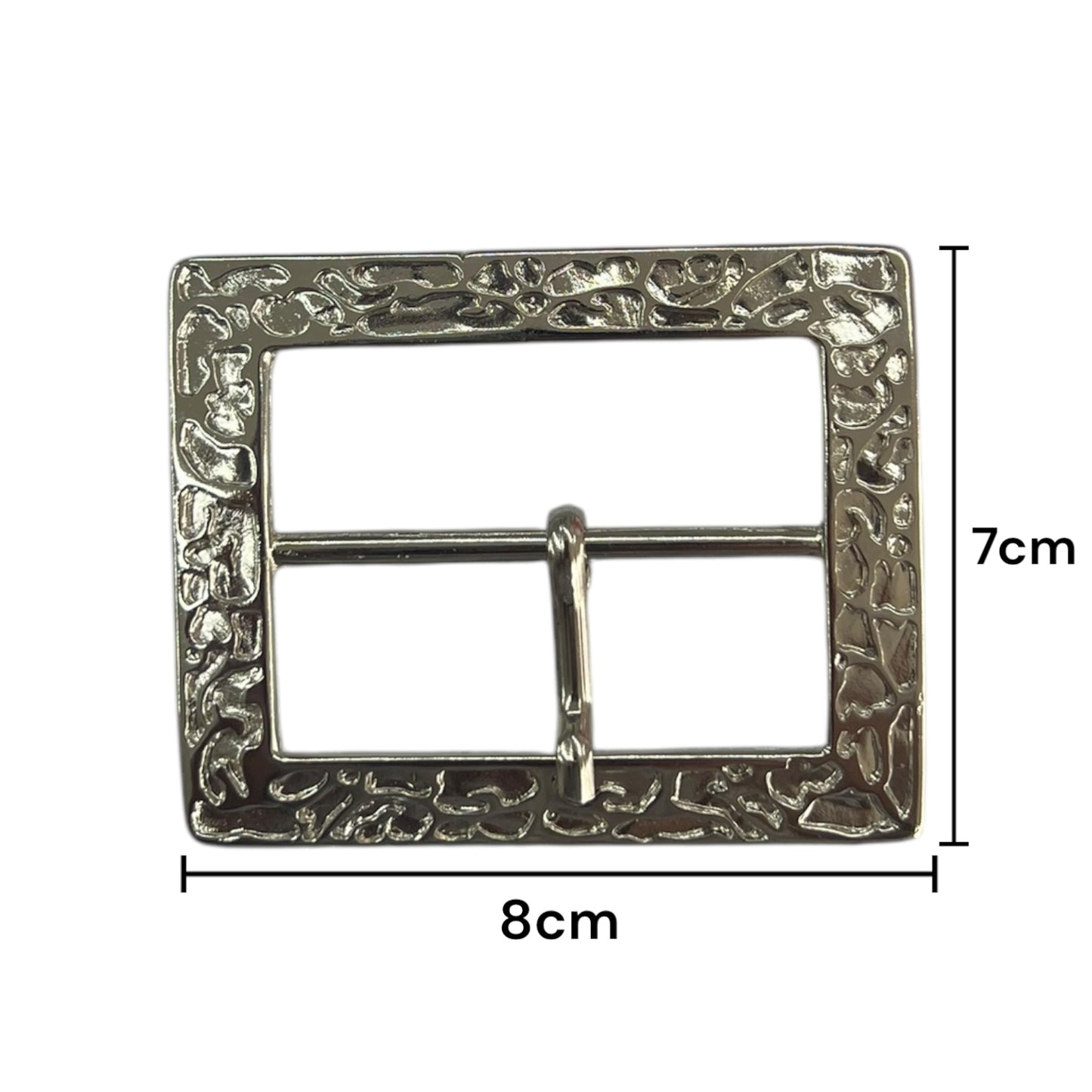 Hebilla de Aguijón Metálica Plateada para cinturón de 5.8cm