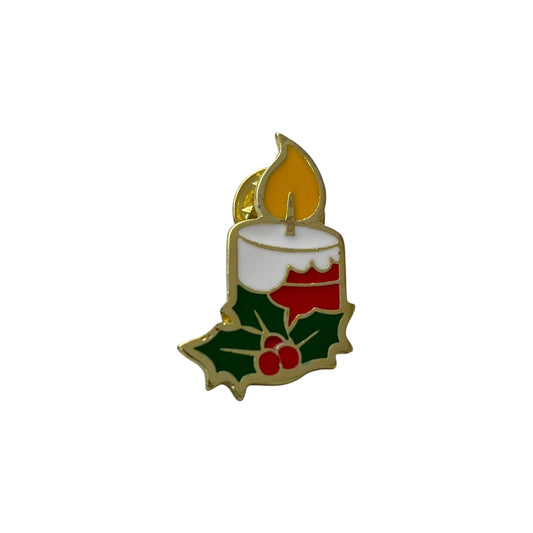 Pin o Prendedor Vela Navideña dorado