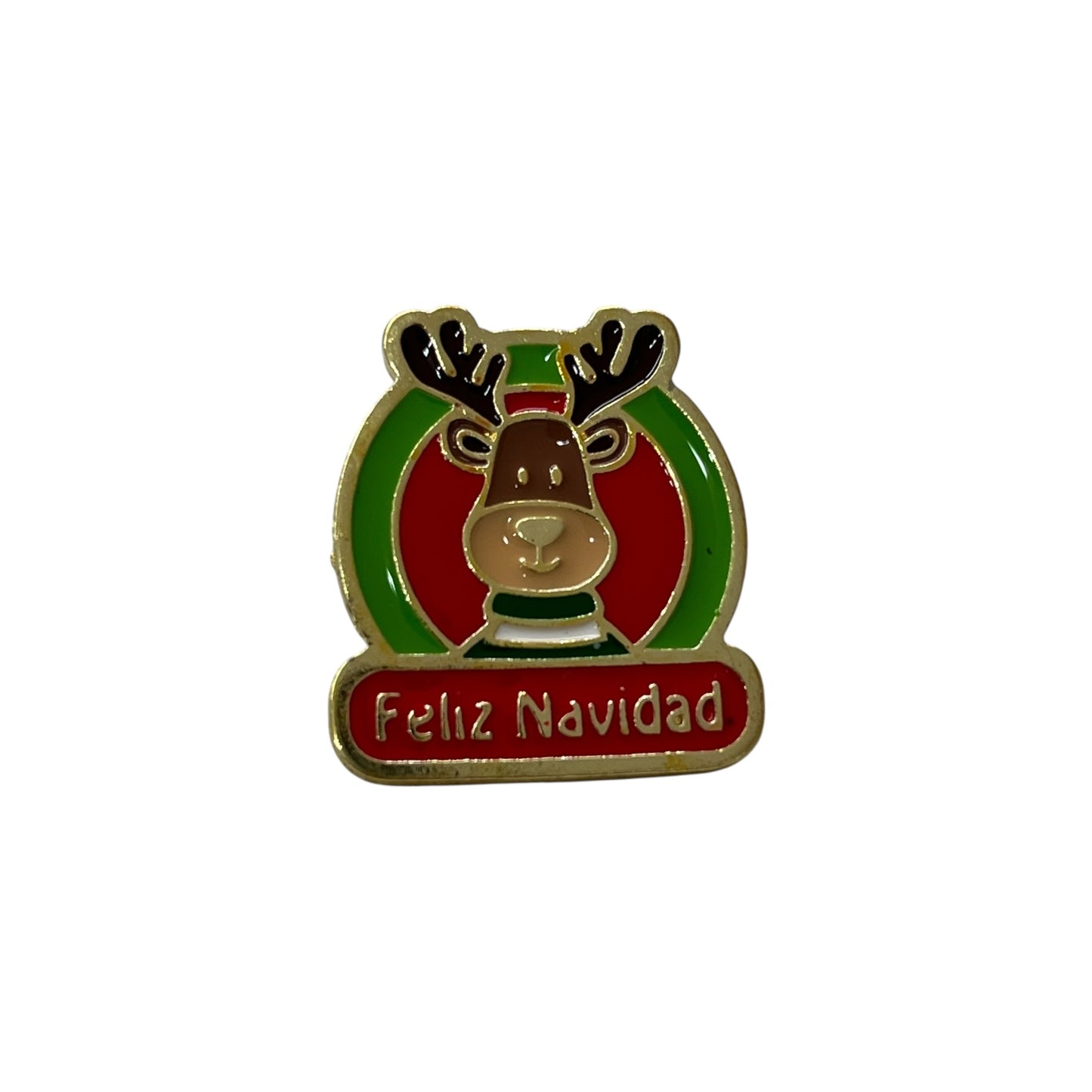 Pin o Prendedor Reno - Feliz Navidad dorado