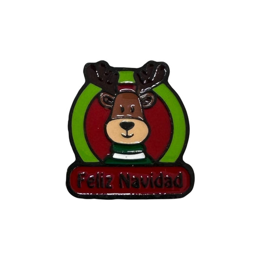 Pin o Prendedor Reno - Feliz Navidad