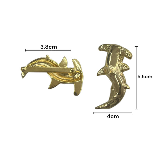 Herraje Metálico Dorado figura pez martillo tipo pasador