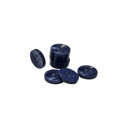Botón camisero azul oscuro satín 4 huecos #18 x 100 Und