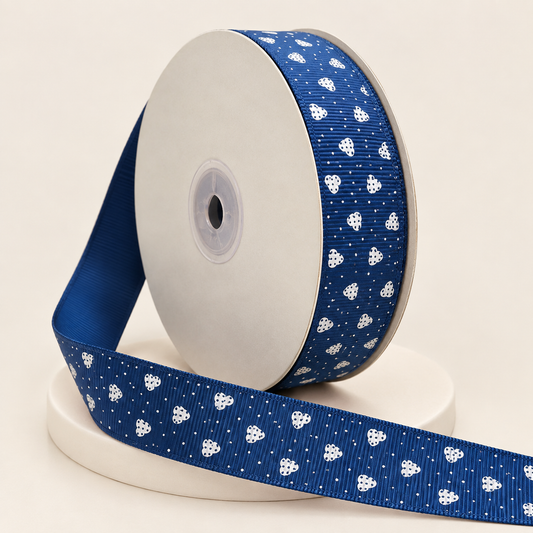 Rollo cinta faya estampada de corazones de 25mm