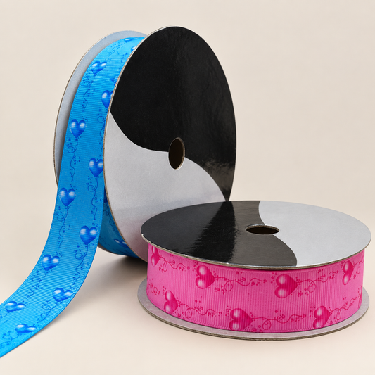 Rollo cinta faya estampada de corazones de 25mm